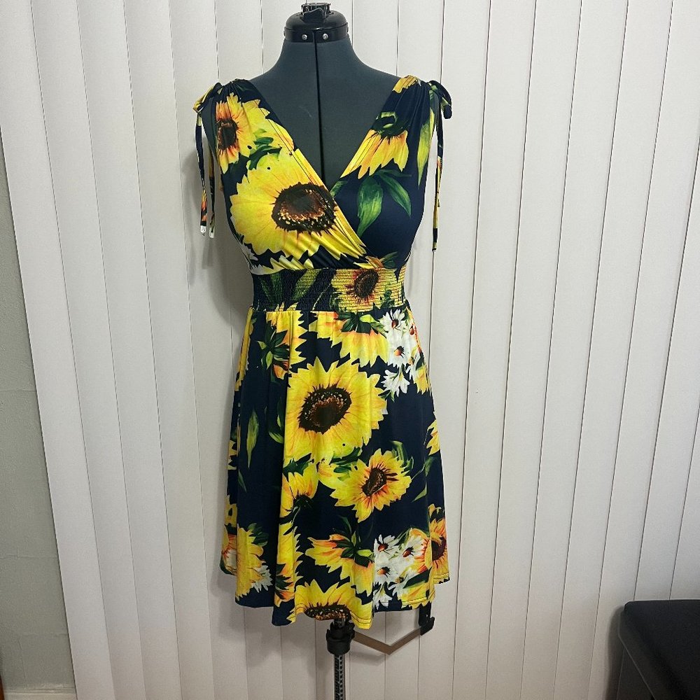 Lucky More Summer Sundress Size S Sunflower Print
